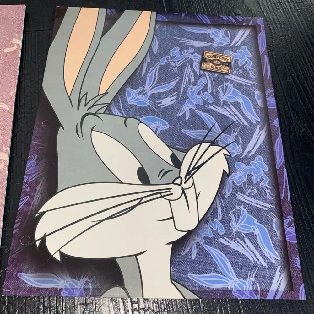 Vintage 1995  Looney Tunes Blues Tweety‎ Bird Bugs Bunny Lot Of 2 Folders